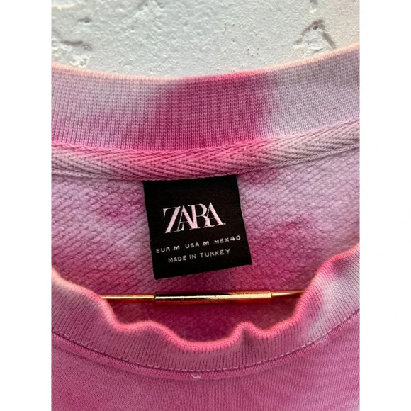 Zara Mens Pullover Crew Neck Sleeveless Vest Top Tie Dye Pink Sz M - Picture 7 of 7